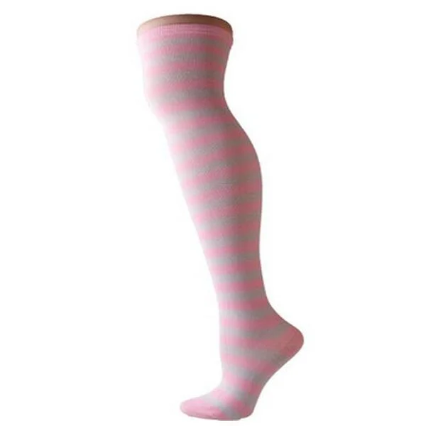 CUHAKCI High Striped Cotton Socks Cute Stripe Printed Sock Women Over Knee Long ThighPlus Size Overknee Socks Girls
