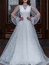 Gauze Polka Dot Puff Sleeves Maxi Dress