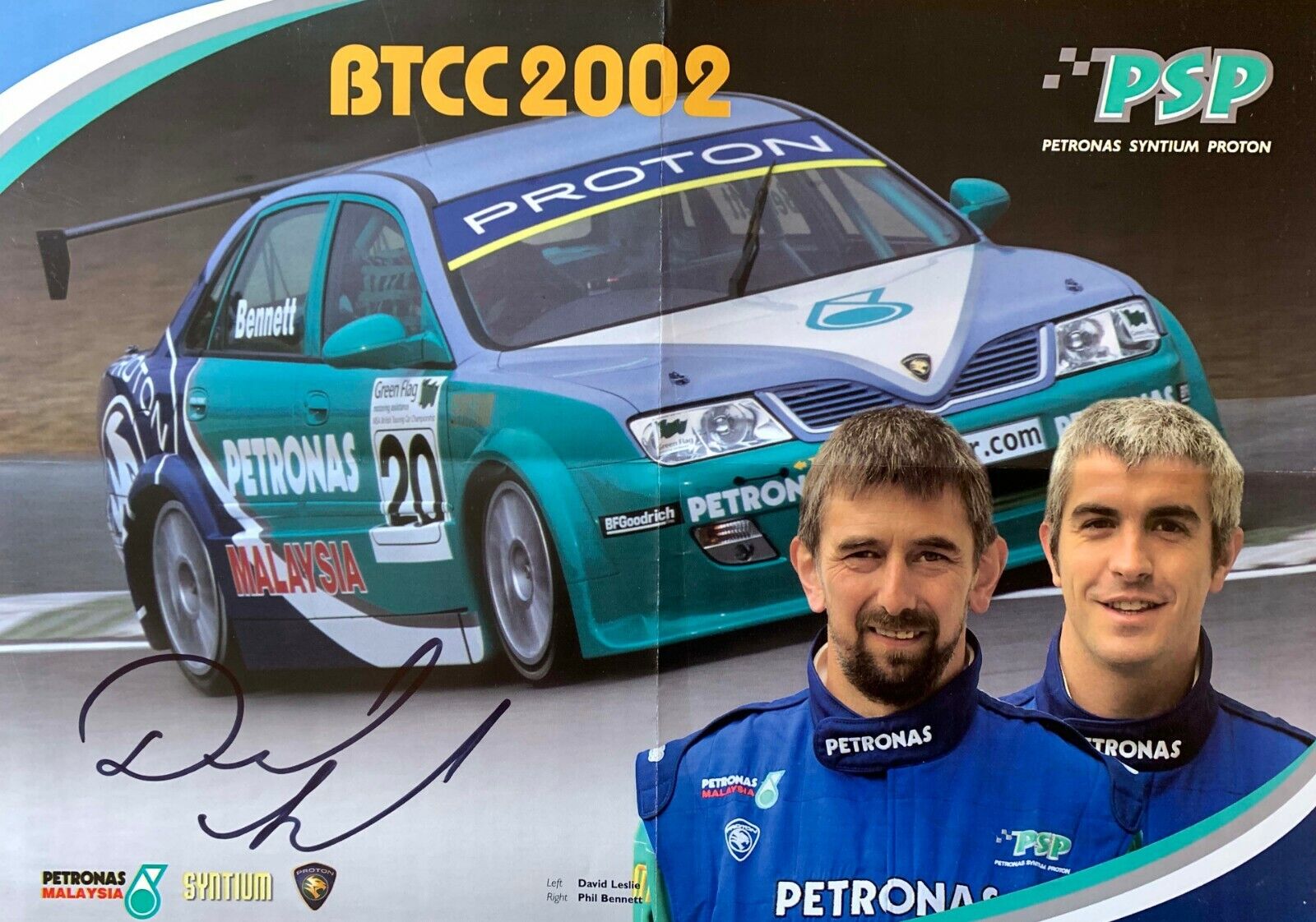 David Leslie Petronas Proton Autograph Hand Signed British Touring Cars BTCC