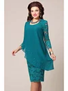 Plus Size Dress For Women  Lace Stitching Elegant Three-quarter Sleeve Cocktail Dresses