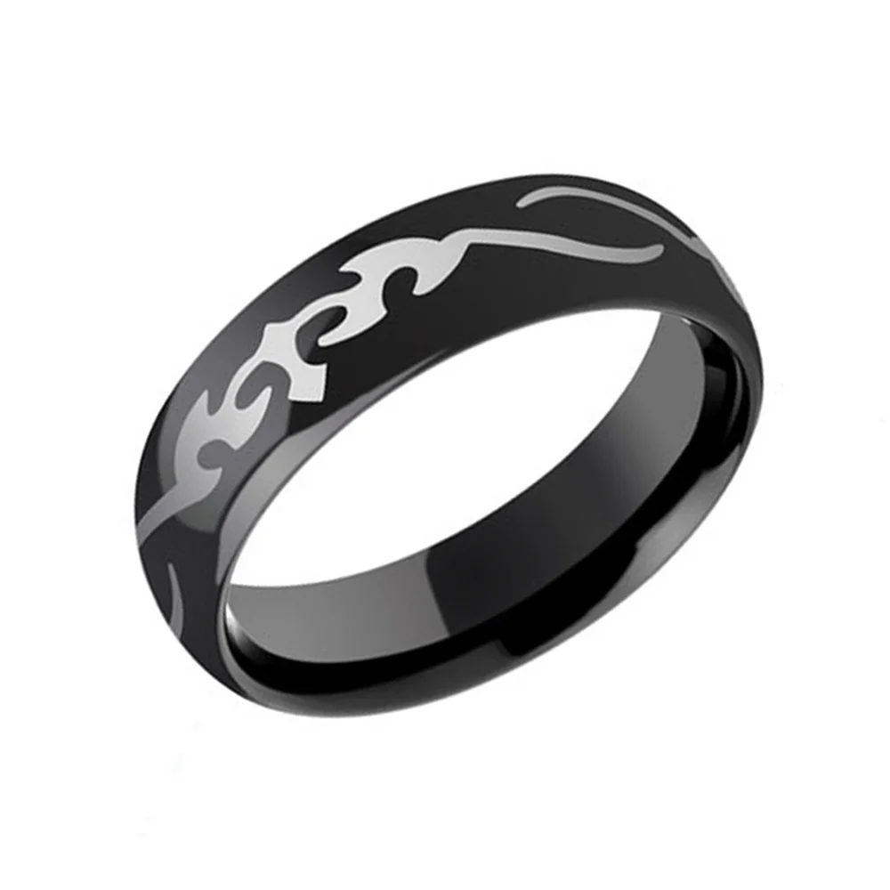 6MM 8MM Mens Black Full Arc High Polished Laser Tungsten Rings