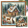Christmas Cottage-11CT Stamped Cross Stitch 45*45cm/17.72*17.72in