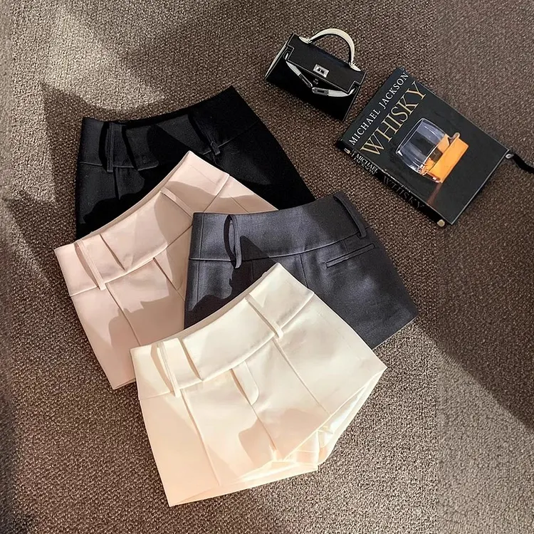 Tailored Wide Leg Shorts for Women High Waist & Straight Fit