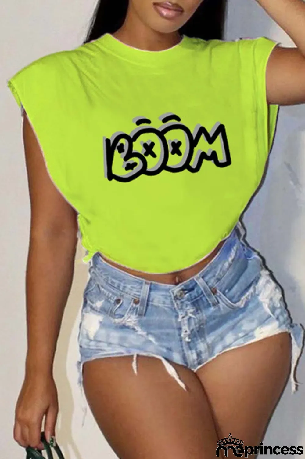 Rose Red Casual Letter Print Patchwork O Neck T-Shirts