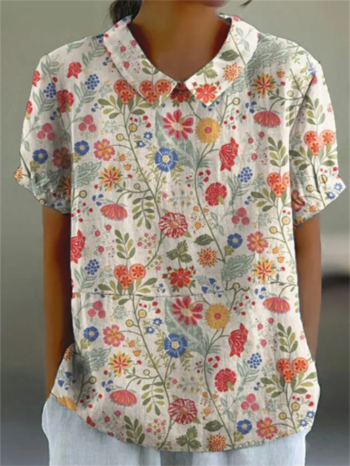 Women's Summer New Shirt Short Sleeve Vintage Printed Short Sleeve