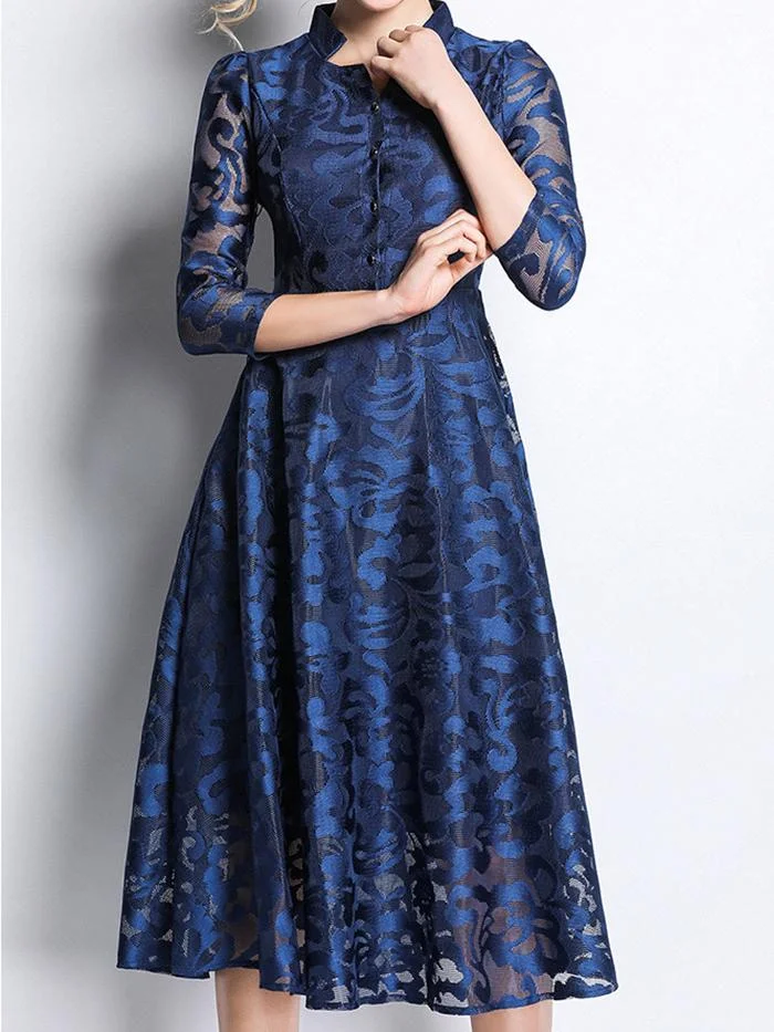 Fashionable and Elegant Lace Mid-length Dress