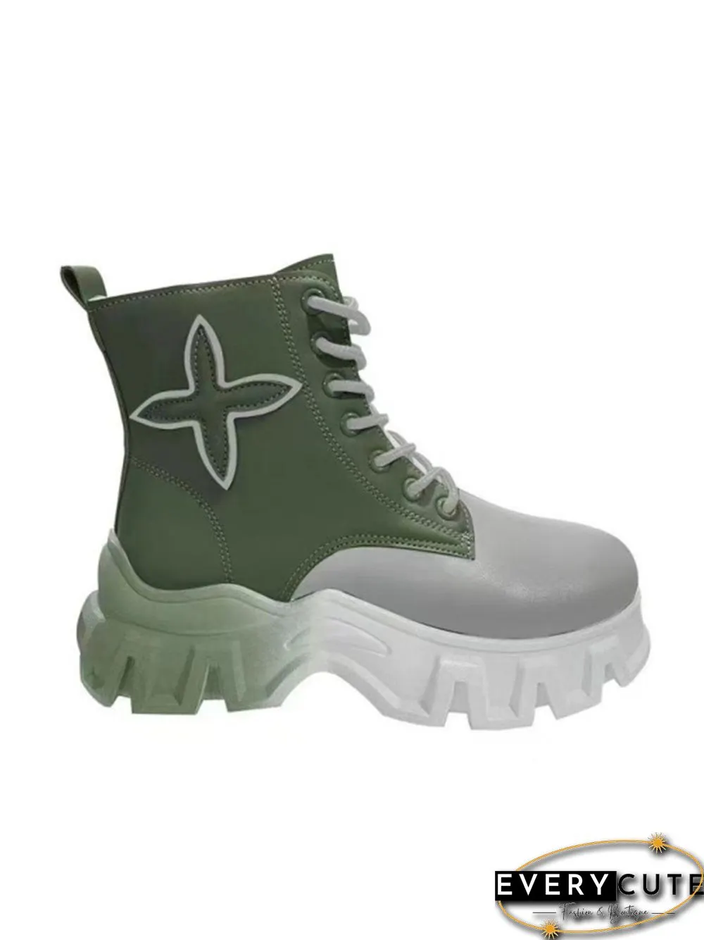 Fashion Gradient Splicing Contrast Color Platform Tooling Short Boots