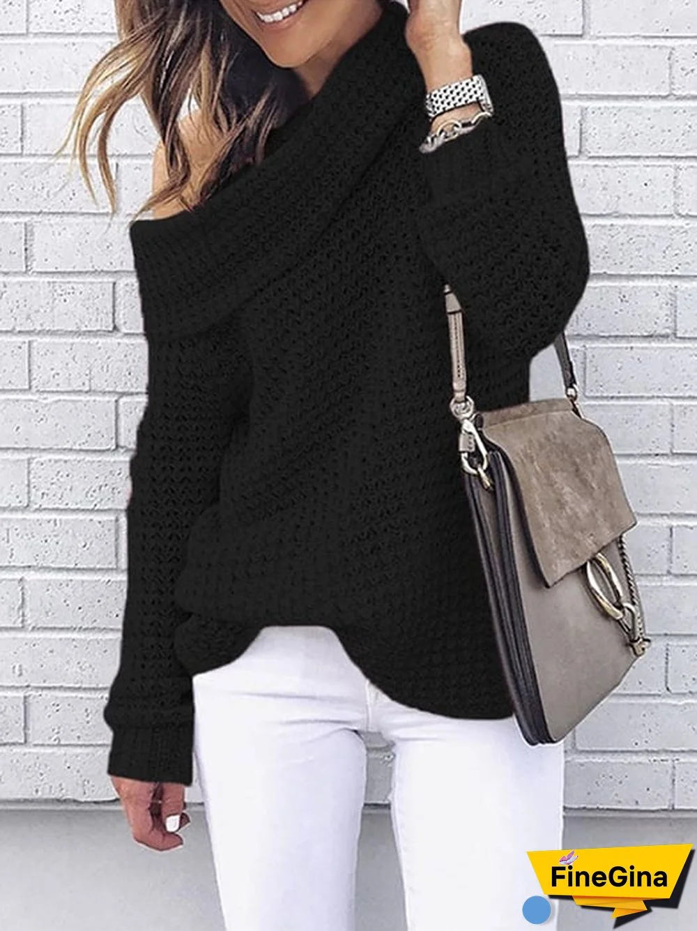 Women's Casual Lapel Solid Color Sweater