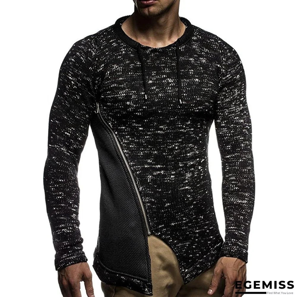 Men's Casual Spliced Zipper Knitted Jacket | EGEMISS