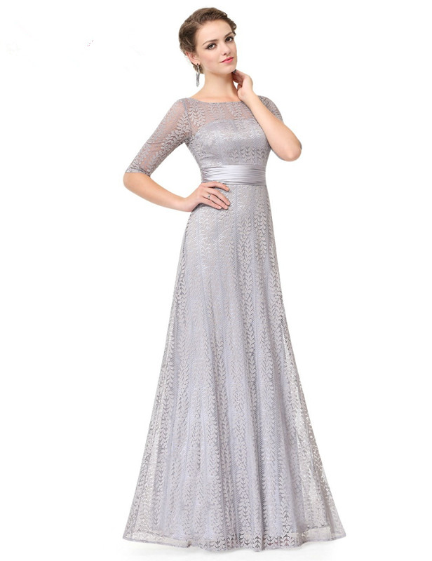 Elegant Half Sleeve Lace Long Evening Gowns Online - lulusllly