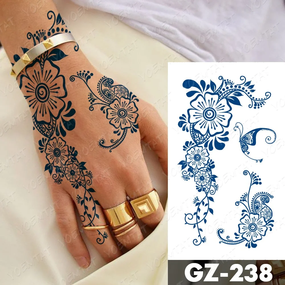 Juice Lasting Waterproof Temporary Tattoo Stickers Lotus Totem Flower Mandala Flash Tattoos Ink Fatima Hand Body Art Fake Tatto