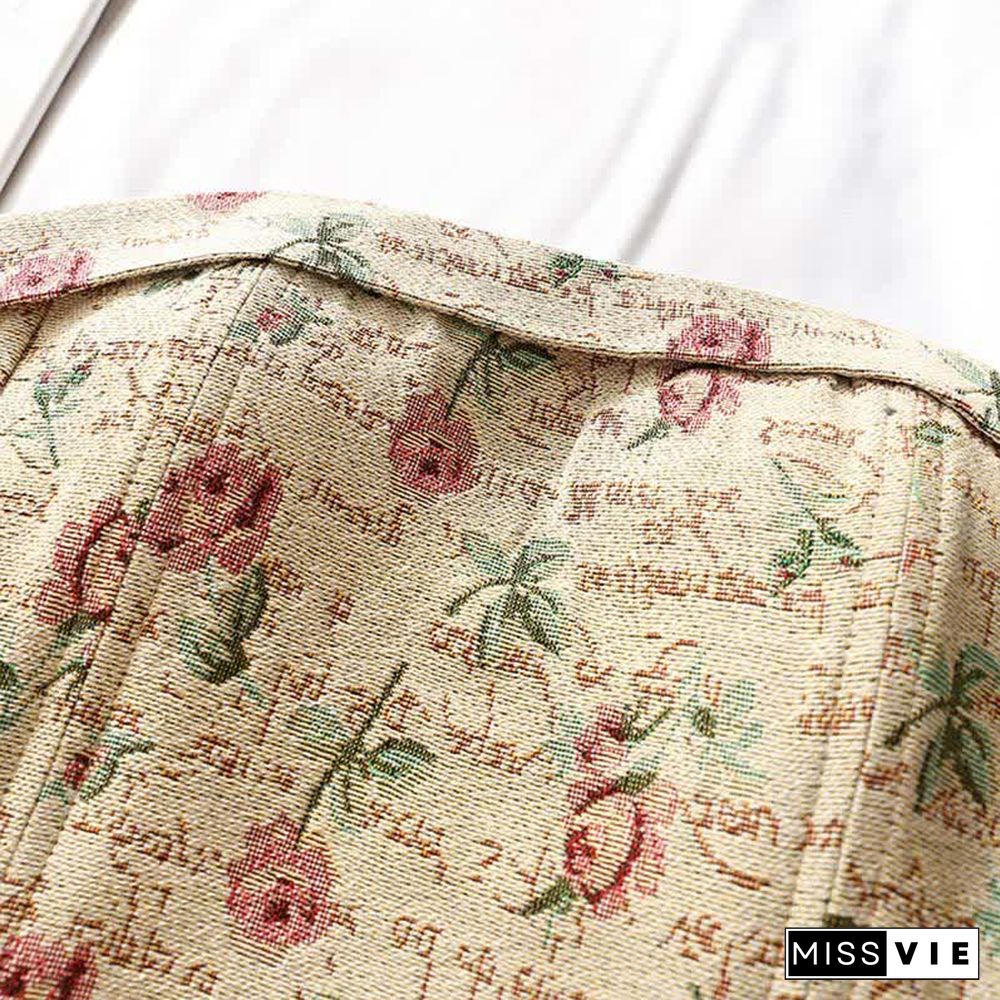 Vintage Rose Print Crop Top