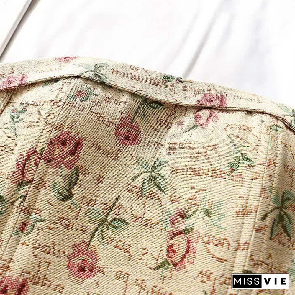 Vintage Rose Print Crop Top