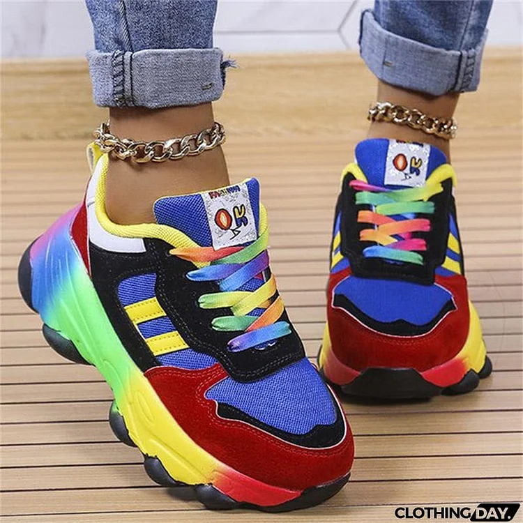 Super Cool Rainbow Color Hip Hop Street Sneakers