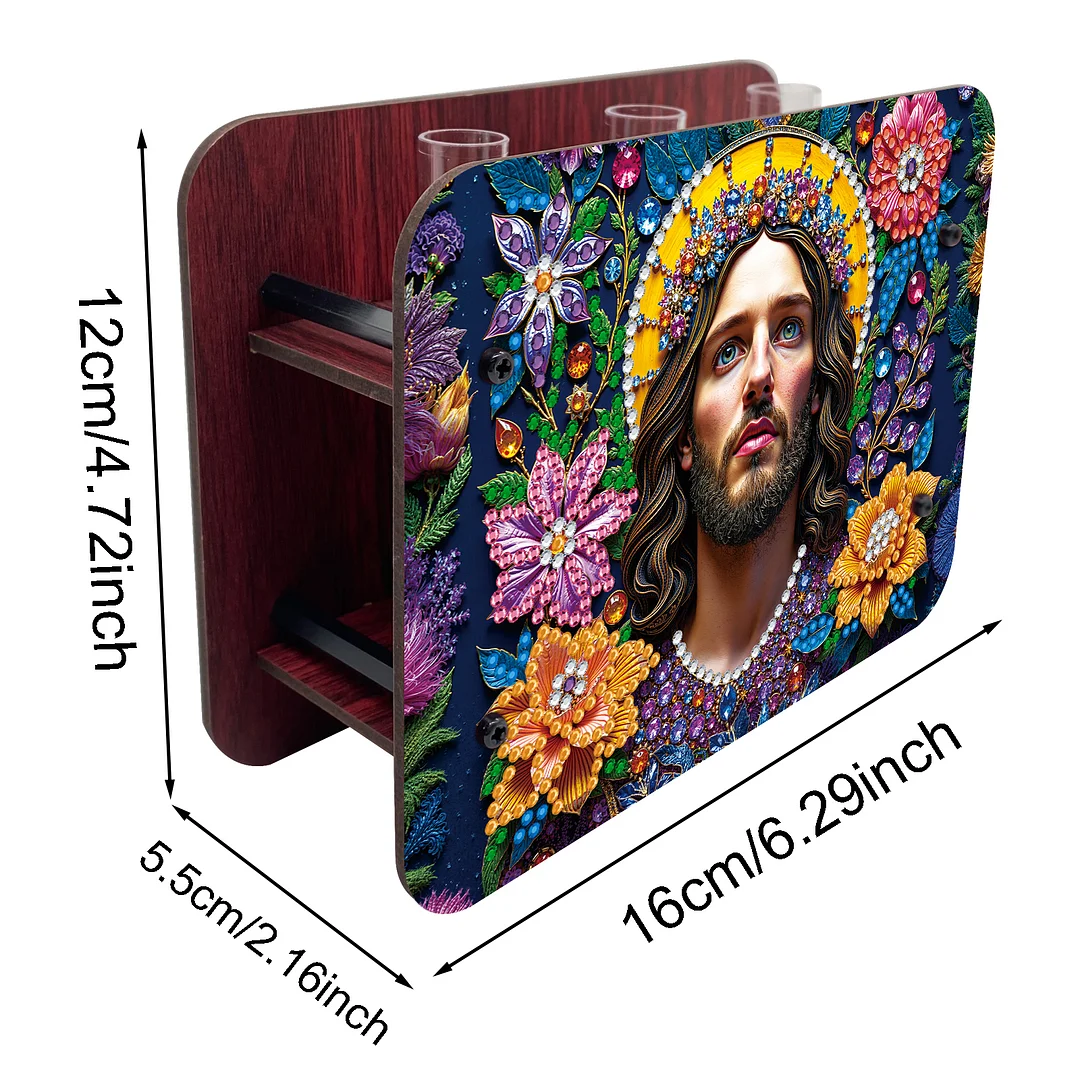 Jesus DIY Flower Vase Wooden Double Sided Desktop Diamond Art Kit for Home Decor