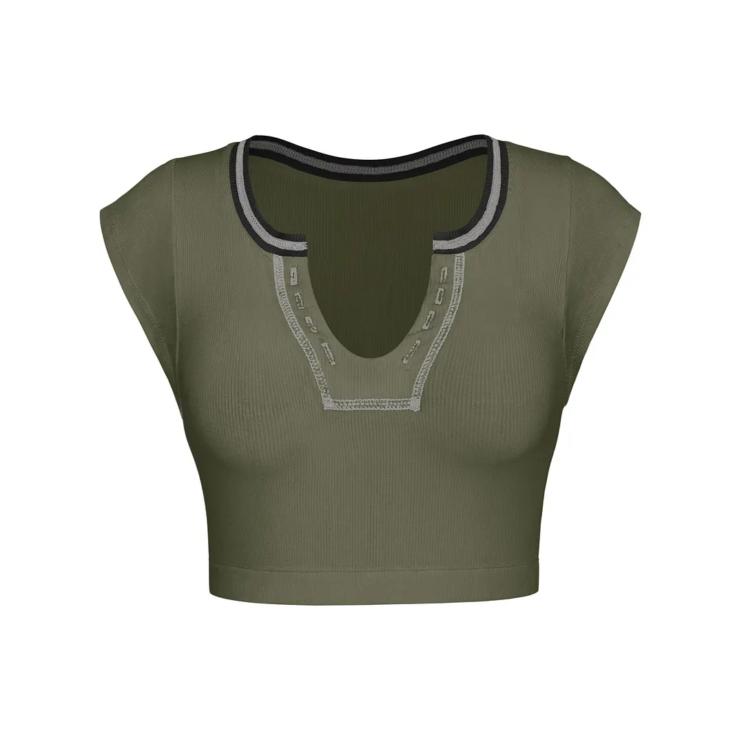Uveng Slim-fit Ultra-short Sexy Hot Thread Blouses