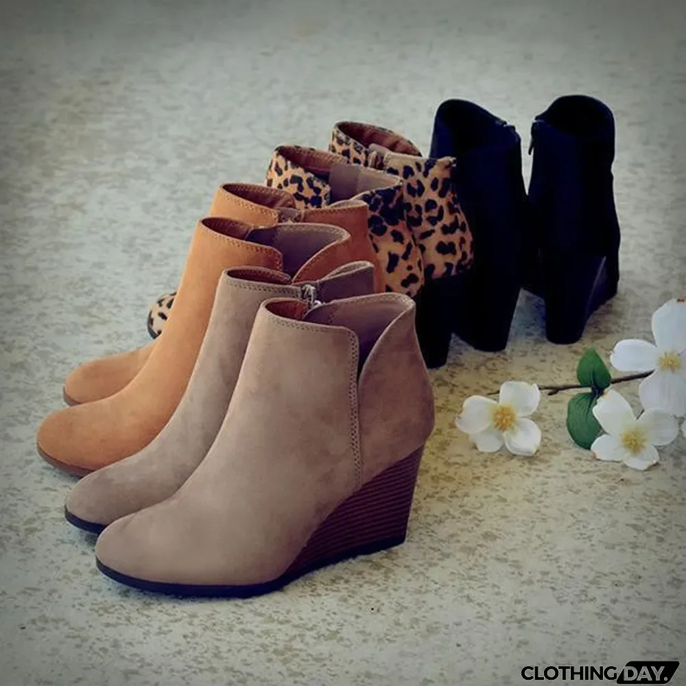 Side Slit Wedge Booties