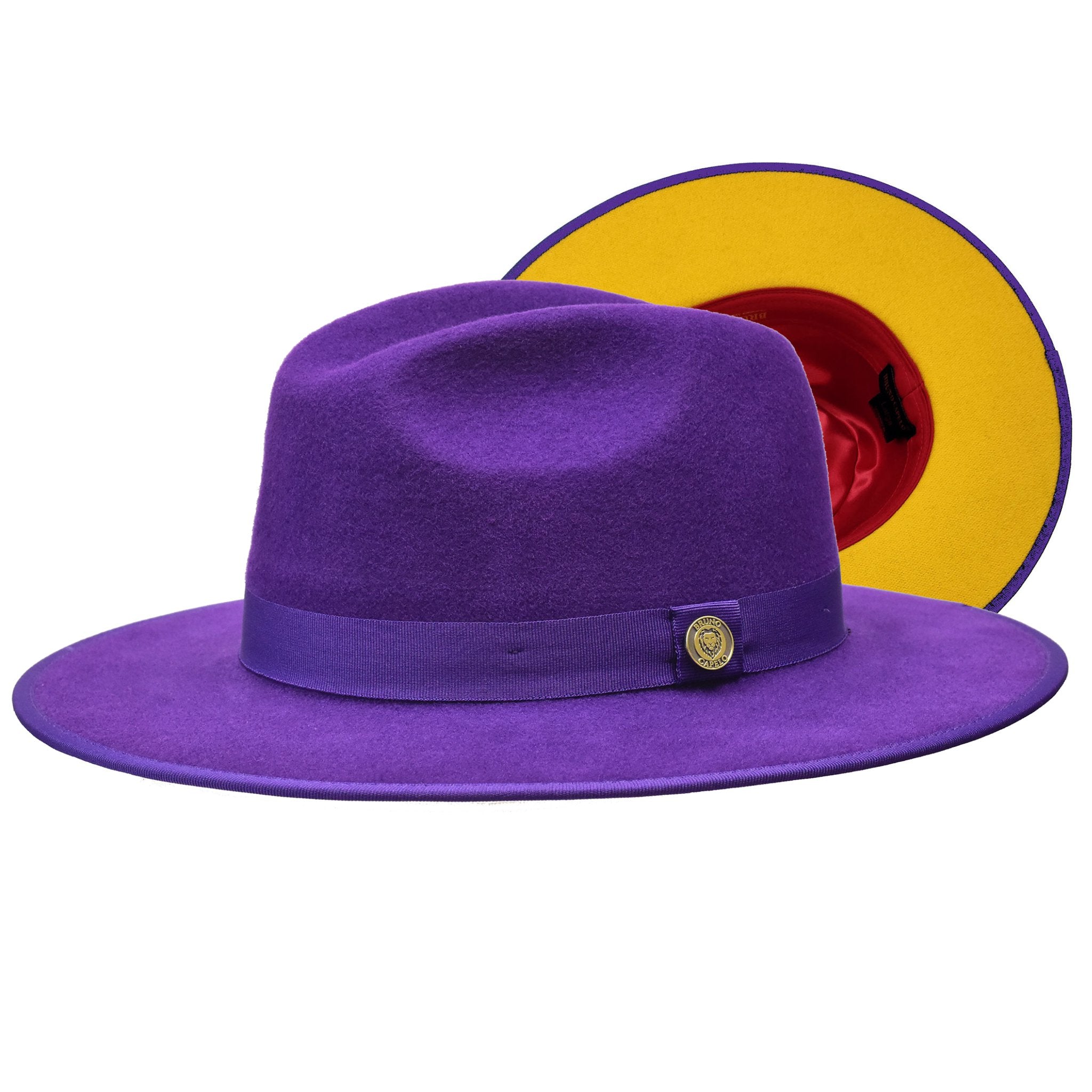 Bruno Capelo Monarch Gold Bottom Wide Brim Wool Fedora-Royal / Gold
