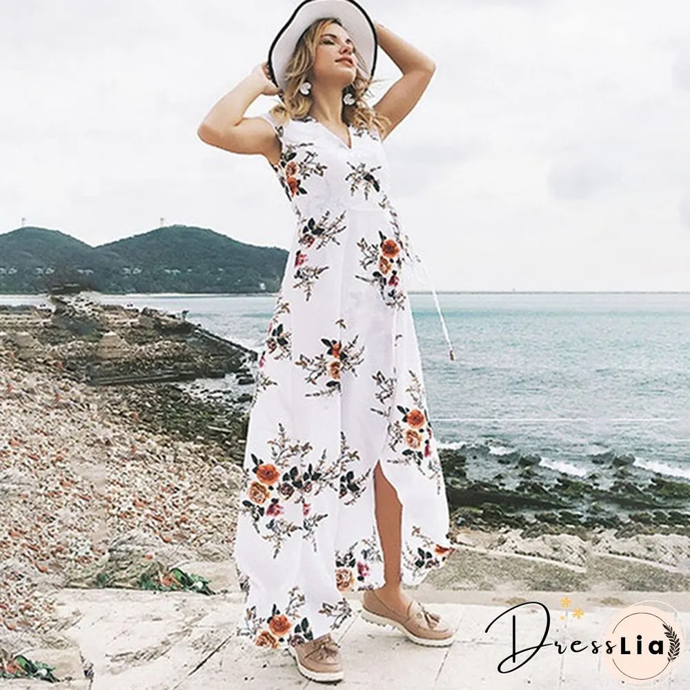 GT Sexy Women Summer Fashion Boho Maxi Dress Split Ends Elegant Evening Party Long Dress Beach Dress