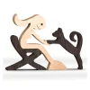 Amoureux des animaux - Ornements de table en bois sculpt&eacute;
