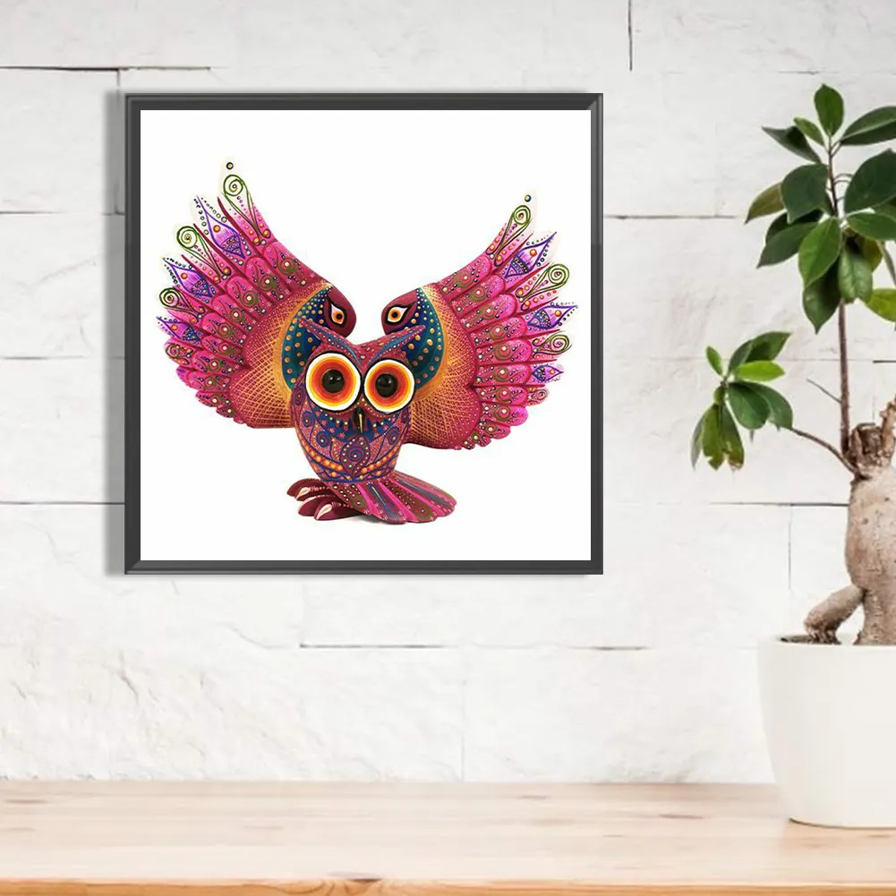 Full Round Diamond Painting 30*30cm - Owl With Spread Wings