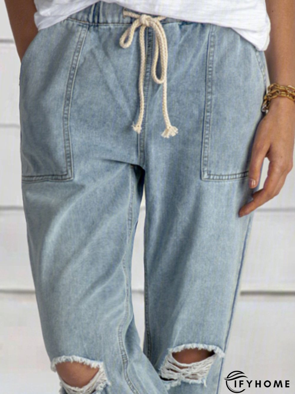 Vintage Solid Ripped Jeans | IFYHOME
