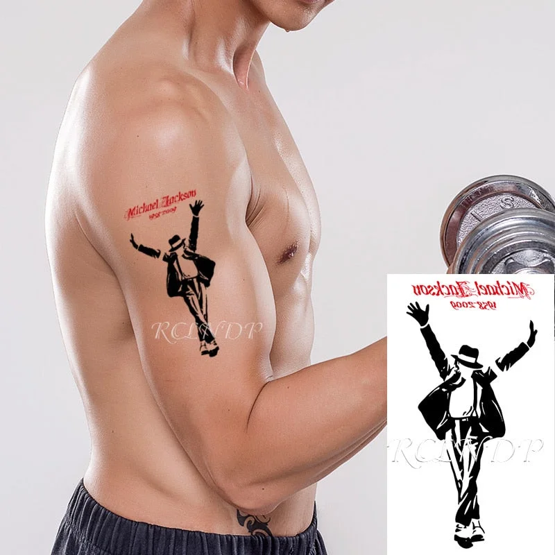 Waterproof Temporary Tattoo Sticker Michael Jackson Letter Dancing Man Hat Pattern Flash Tatoo Fake Tatto for Kids Men Women