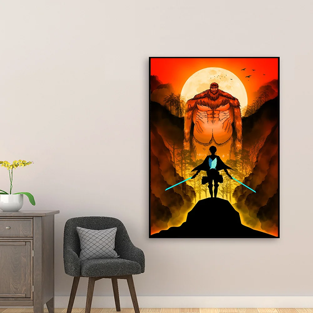 Full Round Diamond Painting 35*50cm - Attack On Titan - Silhouette