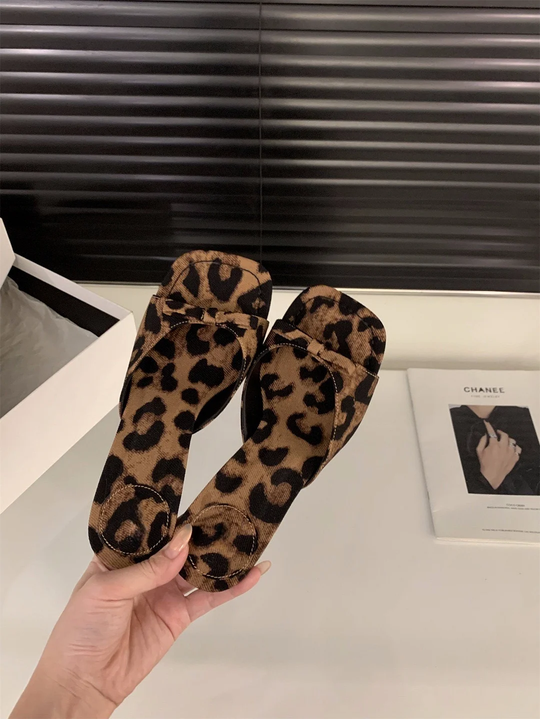 Breakj Breakj Leopard-Print High-Heeled Slippers Women's Shoes Fashion Wear 2025 New Summer Temperament French Cool Drag Sandals