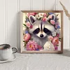 >SALE<5D DIY Full Round Drill Diamond Painting Raccoon Flowers Kit Decor 30x30cm