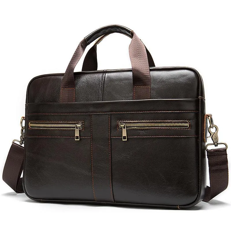 Vintage Style Grain Textured Interior Pocket Detachable Sling Strap Laptop Bag