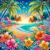 (Box Packaging)Diamond Painting-DIY Crystal Rhinestone Beach Vacation