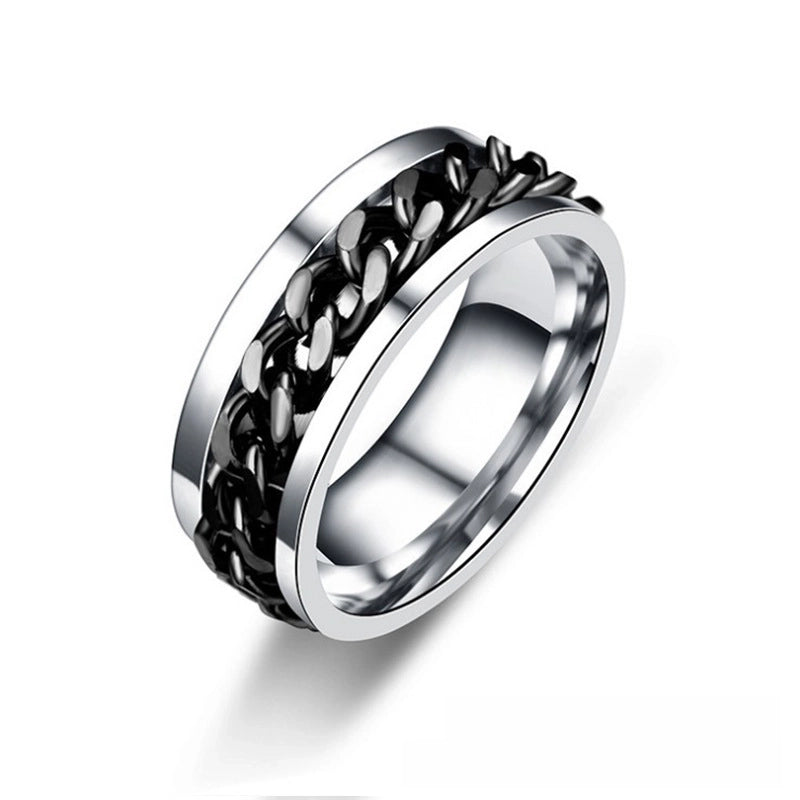 Rotating Ring Chain Finger Ring Titanium Steel  Chain Ring Men’s And Women’s Rotating Stainless Steel Open Beer