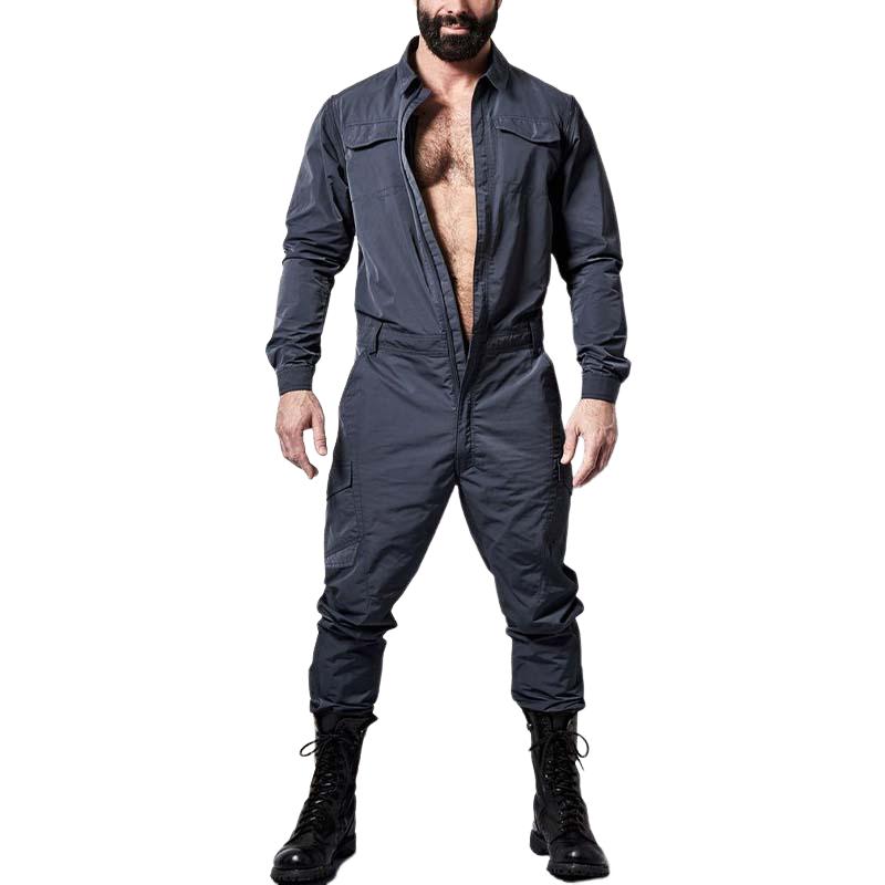 Men's Classic Casual Workwear Multi-Pocket Long Sleeve Jumpsuit