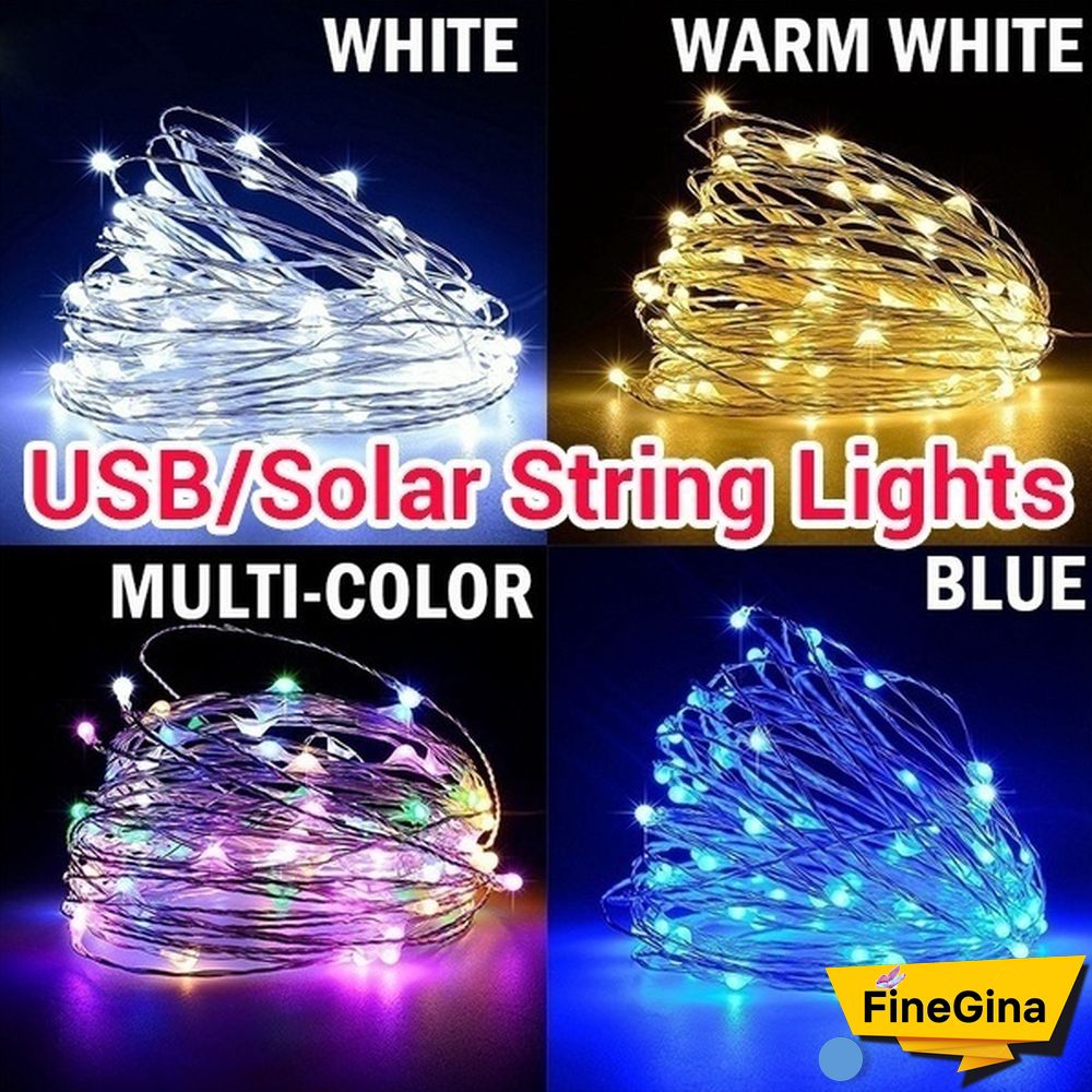 300/200/100/50/10 LEDs Waterproof Solar String Lights, Fairy Copper Wire String Lights for Christmas, Patio, Lawn, Garden, Wedding, Party and Holiday