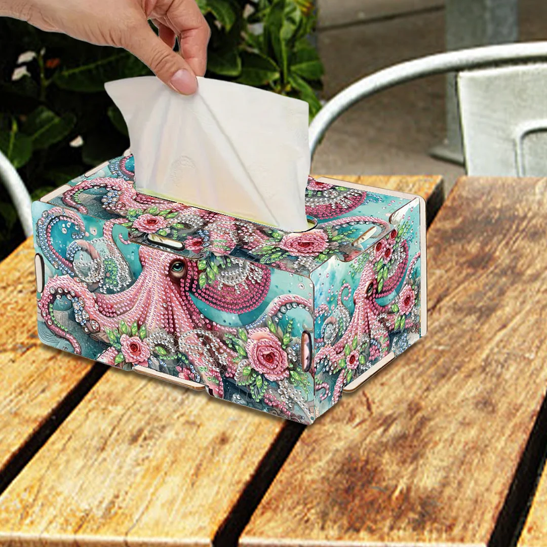 Octopus DIY Diamond Art Paper Towel Holder for Home and Office Decoration