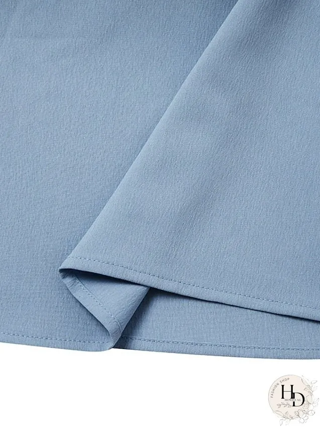 Casual Dress Shift Dress Midi Dress Blue Green Short Sleeve Pure Color Ruched Fall Spring Summer Crew Neck Basic Daily Weekend Loose Fit S M L XL XXL 3XL 4XL 5XL for Women