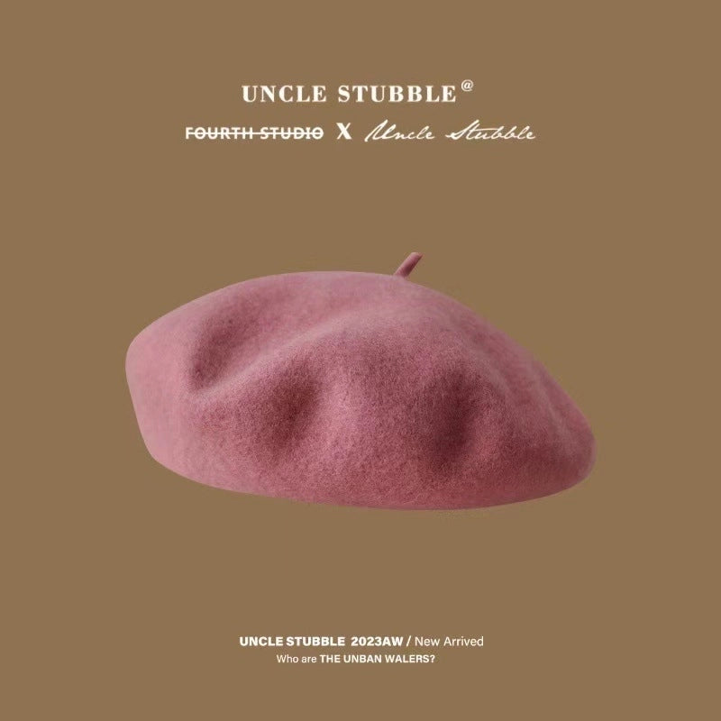 High Quality/Australian Wool Beret Not Easy To Pill Korean Style Solid Color Retro Painter Hat Girl/good Style