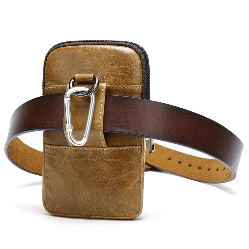 Men's Solid Color Leather Mini Belt Bag
