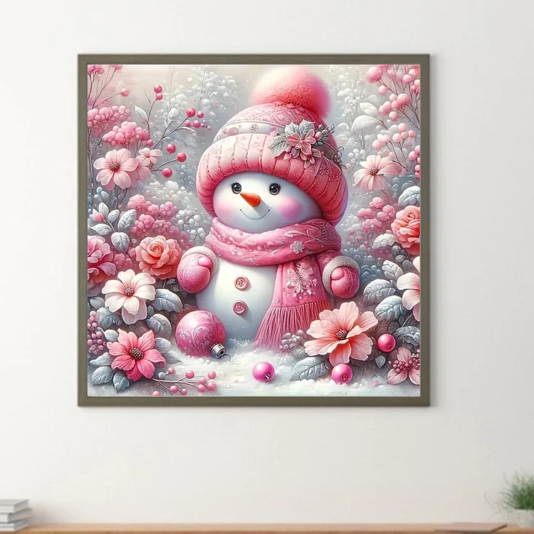 Painting Acrylic On Canvas Original Christmas Snowman Framed 15x19 Pam Pleasant factory