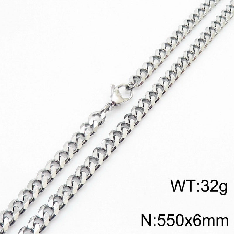Hiphop Hip Hop Men & Women Trendy Stainless Steel Six-Sided Grinding Necklace