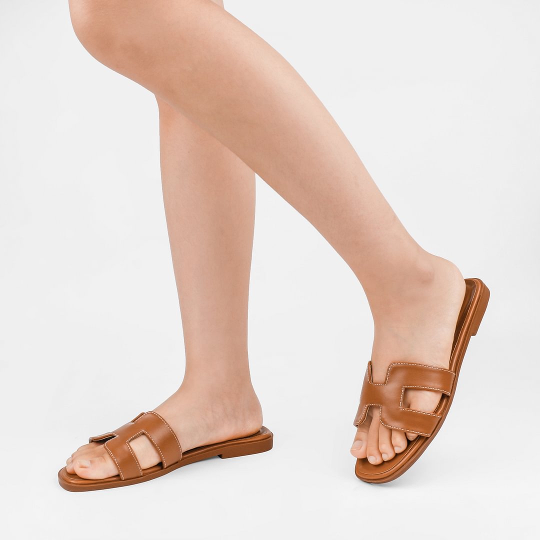 Women's Flat Sandals Classic Slippers Summer Outdoor Slide Sandals H-Band Shoes-MERUMOTE