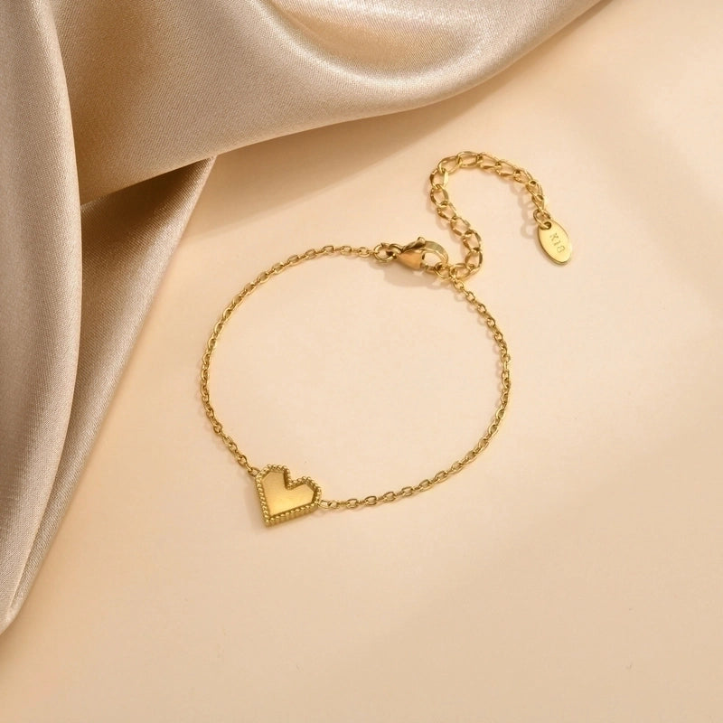 IG Style Sweet Heart Shape 304 Stainless Steel 18K Gold Plated Bracelets In Bulk