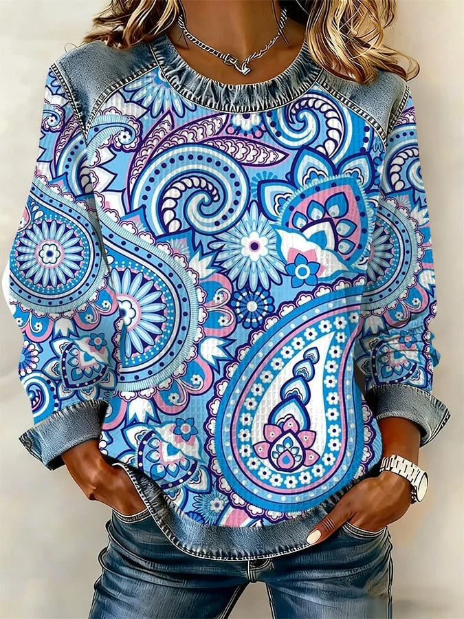 Women's Casual Print Long-Sleeve Sweatshirt 