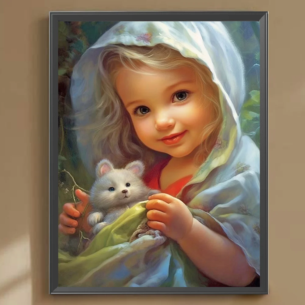 Diamond Painting - Full Round Drill - Curly Hair Big Eyes Girl(Canvas|30*40cm)