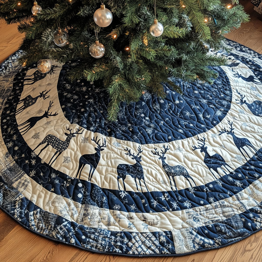 Silent Night Stag Quilted Christmas Tree Skirt NCU0PT2383