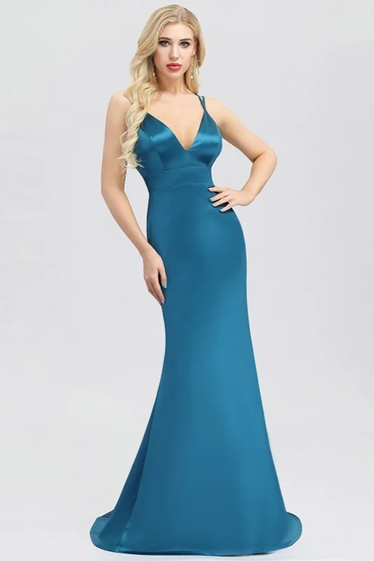 Elegant Spaghetti-Straps V-Neck Mermaid Prom Dress Online