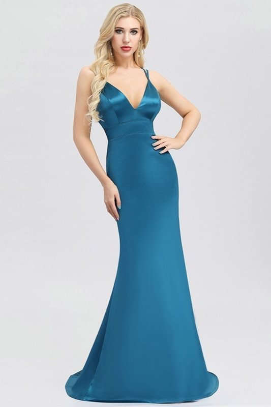 Elegant Spaghetti-Straps V-Neck Mermaid Prom Dress Online - lulusllly