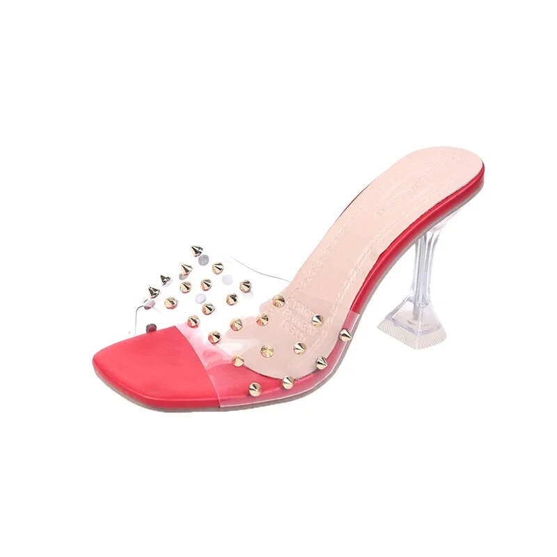 Crystal Clear Transparent Slippers Female Shoes Middle Heels Comfortable New Summer Women Shoes Woman Fashion Cool Mules Slides