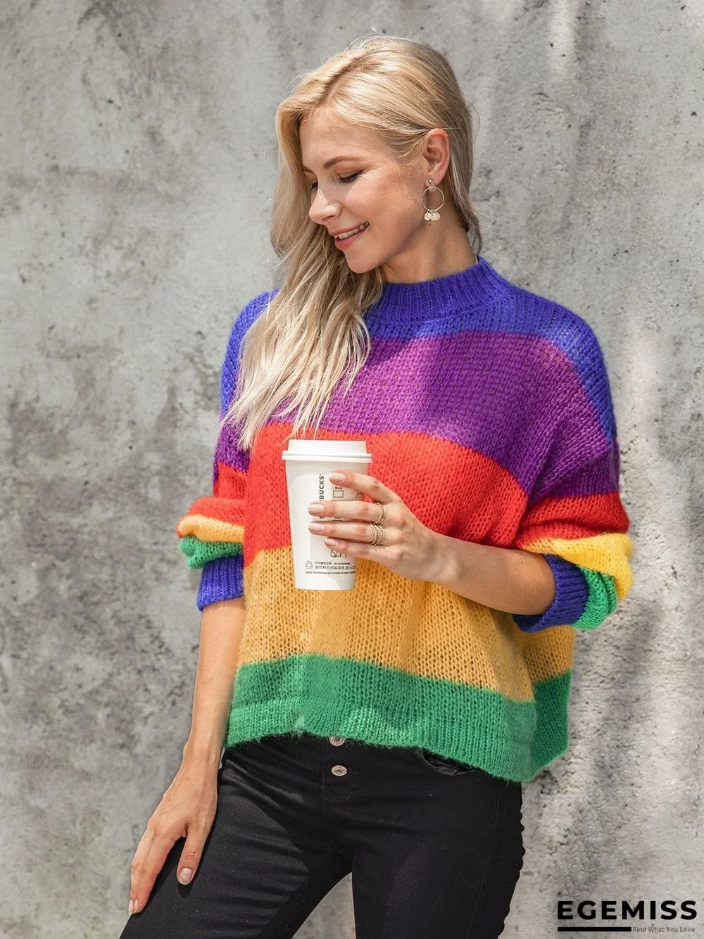 Multicolor Sweet Knitted Ombre/tie-Dye Sweater | EGEMISS